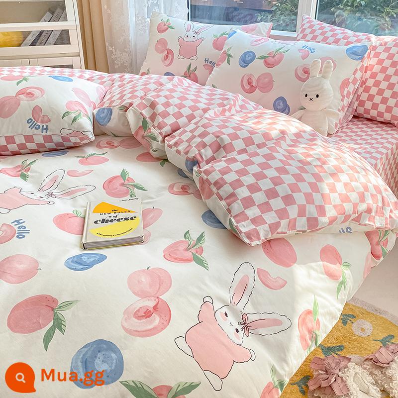 Nguyên Chất Cotton Vỏ Chăn Đơn 150X200X230 Ga Giường Cotton Vỏ Chăn Đơn 180X220 Vỏ Chăn Dày - Đào Thỏ [100% cotton]