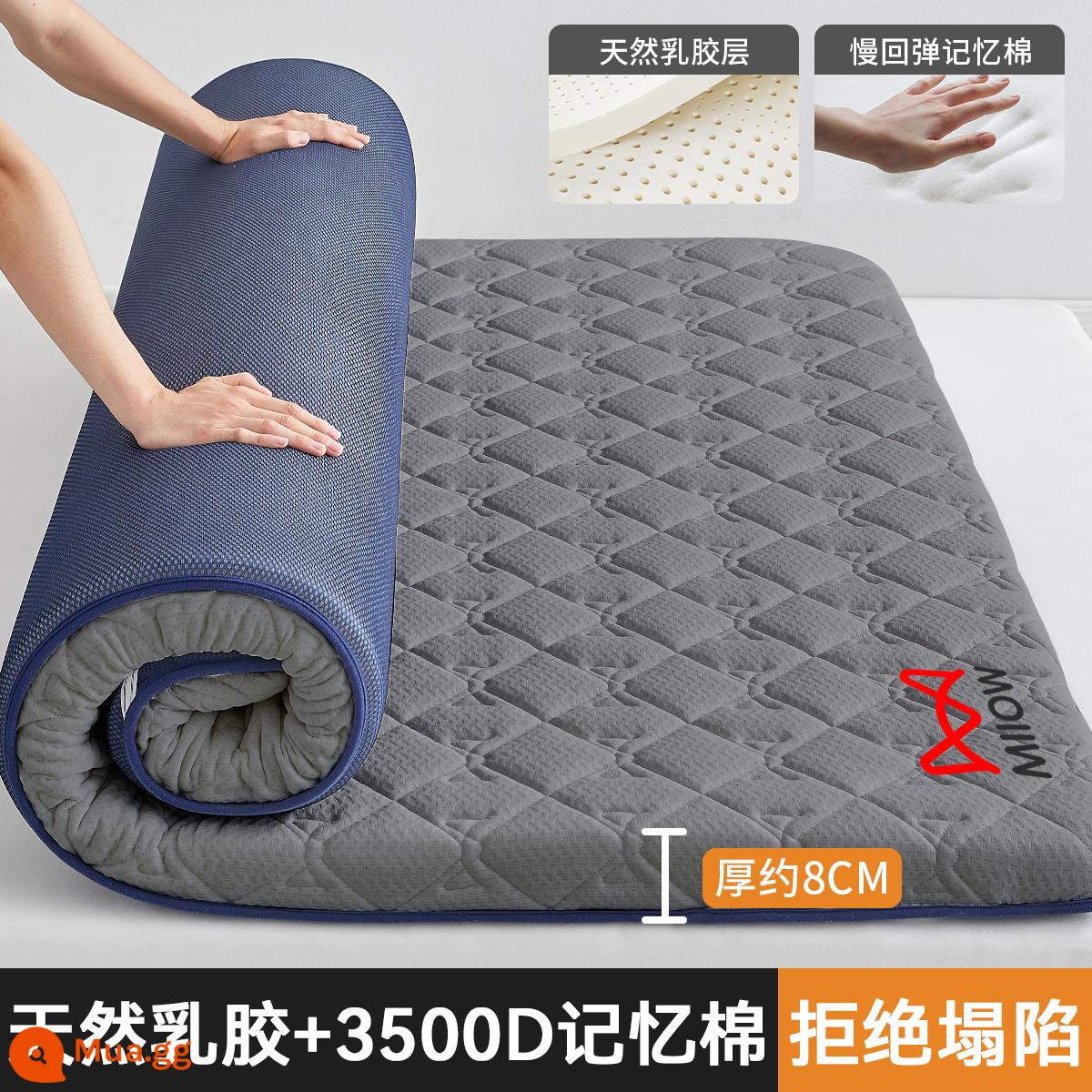 Mút đệm đệm phòng ngủ nhà cao su trải tatami thảm ký túc xá sinh viên giường đơn nệm xốp đệm - [Khuyến nghị của quản lý cửa hàng] (Độ dày: khoảng 8cm) Maomao Yuanqi Blue Grey [Đổ đầy mủ cao su tự nhiên, nâng cấp kháng khuẩn]