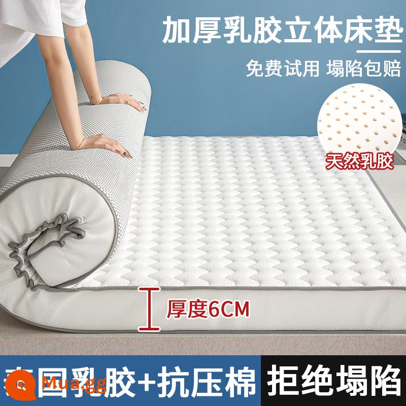 Nệm cao su đệm nhà cứng mat tatami mat ký túc xá sinh viên đơn miếng bọt biển mat nệm nệm chăn bông mùa đông - Tôn trắng [Tiêu chuẩn kháng khuẩn và chống mạt loại A] dày khoảng 6cm