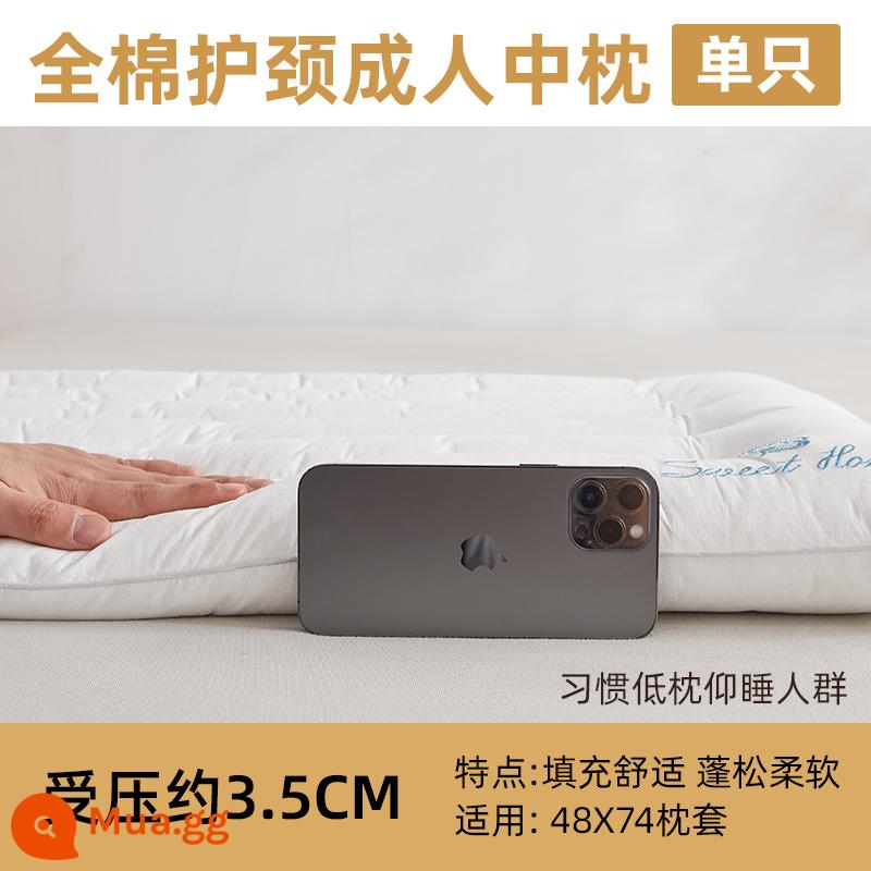 Gối thấp Gối thấp Ultra -thin Gối mềm Đổ mềm Gối mềm Nhà Single Chăm sóc Nam Cerr - Gối kê cổ cotton 48x74 [gói đơn]