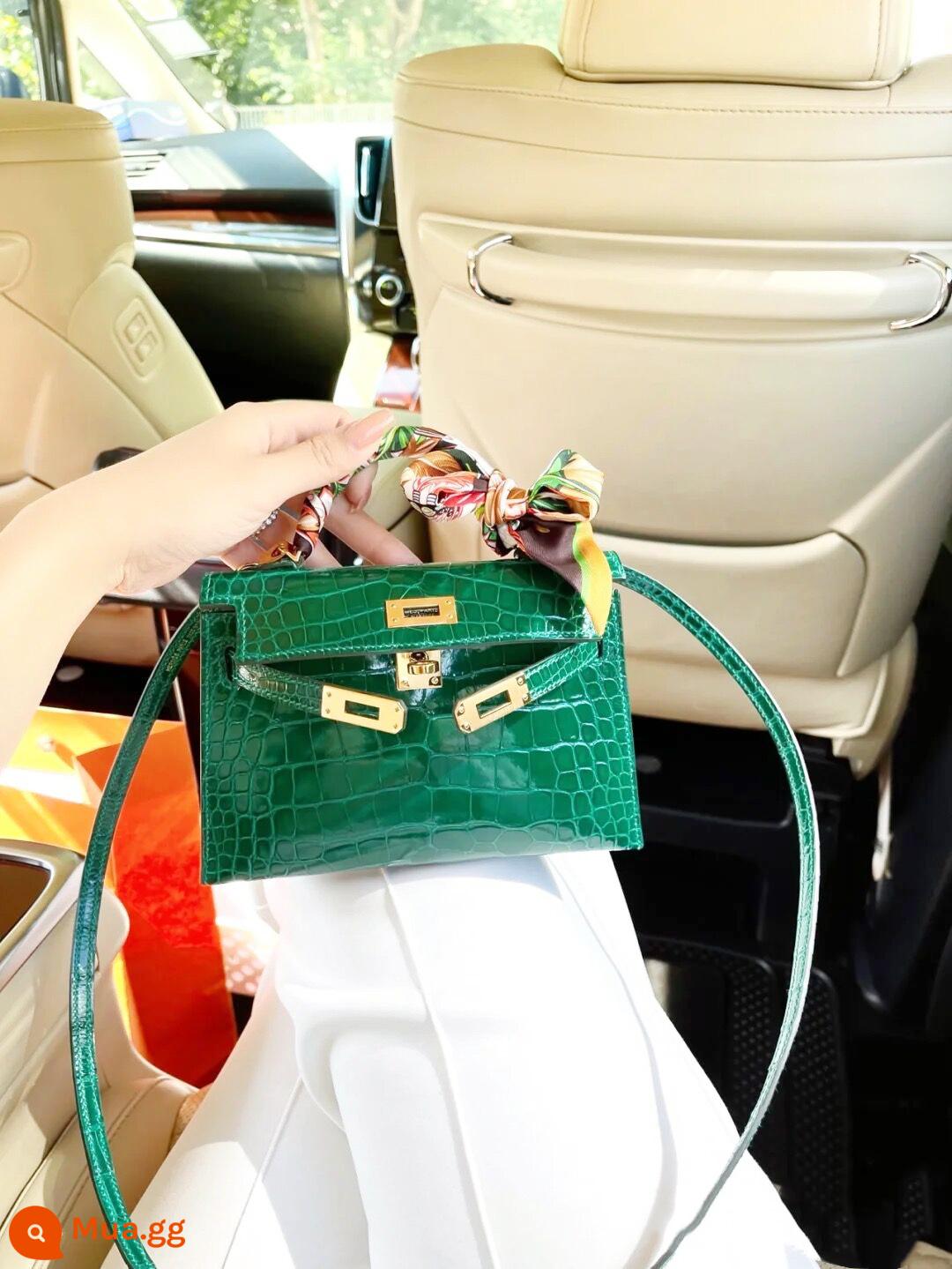 2022 Mới Mùa thu và mùa đông BAG KELLY Túi thứ hai -Generation Mini -Body Handicapspapping nhỏ túi cô dâu nữ retro retro - Hoa văn cá sấu xanh 22cm chất lượng