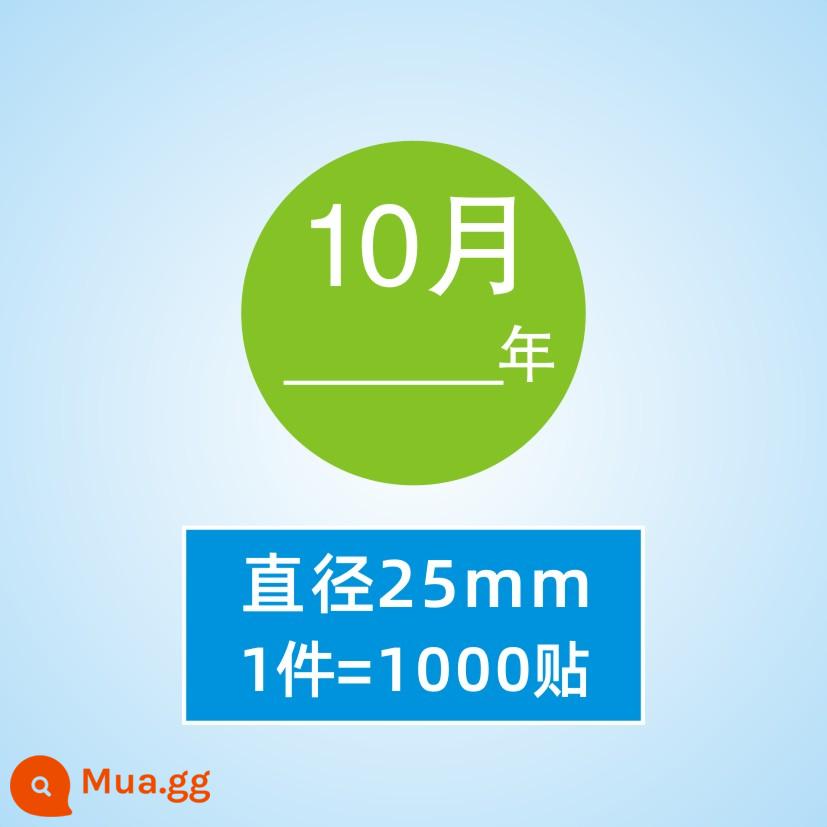 Hình dán nhãn tròn tháng 1-tháng 12 nhãn phân loại nhãn tự dính chất liệu hình tròn nhãn dán nhãn dán kỹ thuật số - Tháng 10 cùng năm (1 miếng = 1000 miếng dán)