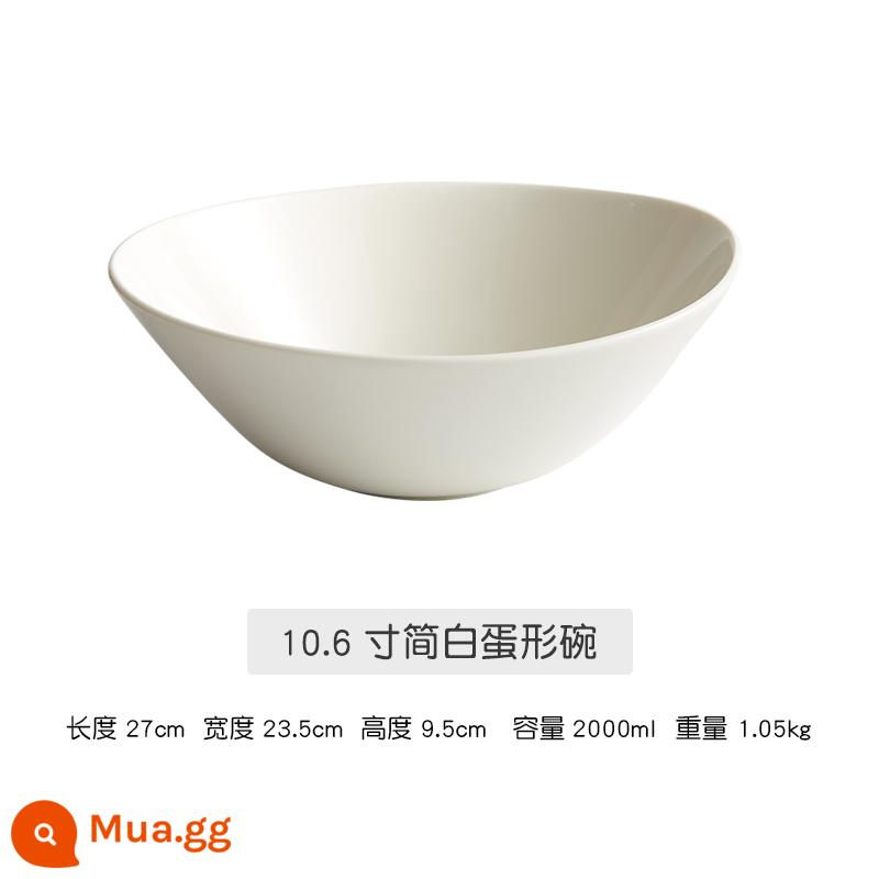 2022 Màu Trung Quốc mới -Phong cách Underglaze Super White Soup Bowl Geramic Cao -Level Tinh chế Nhà dưa cải - 10,6 -inch bát trứng trắng đơn giản