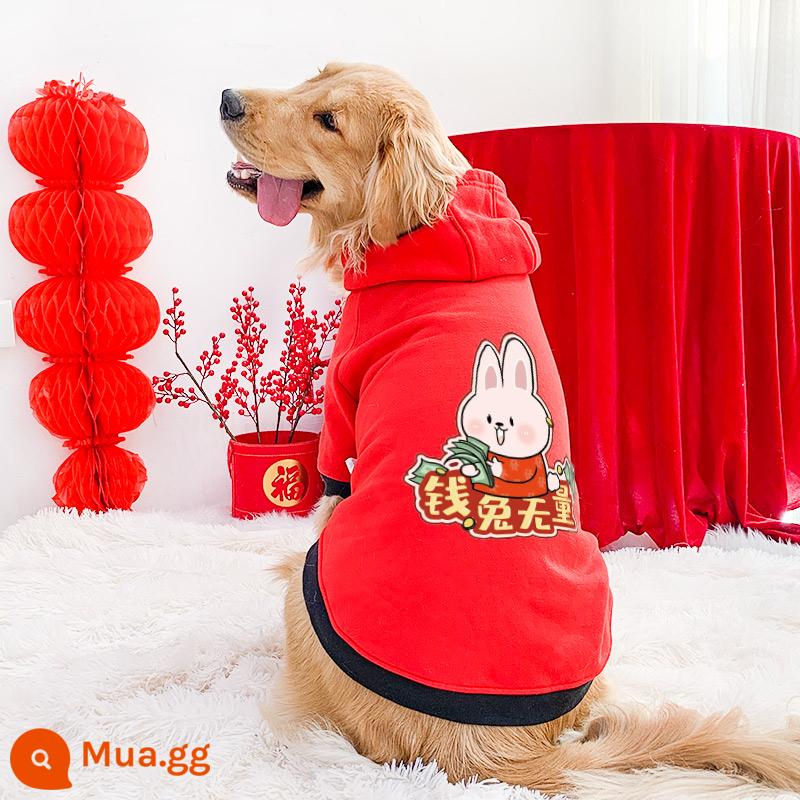 Quần áo cho chó lớn mùa xuân và mùa thu chống rụng lông Samoyed Labrador cho chó trung bình chó con lớn Golden Retriever quần áo mùa thu và mùa đông - (Thêm lông cừu vào mùa xuân) thỏ tiền hoodie đỏ không giới hạn