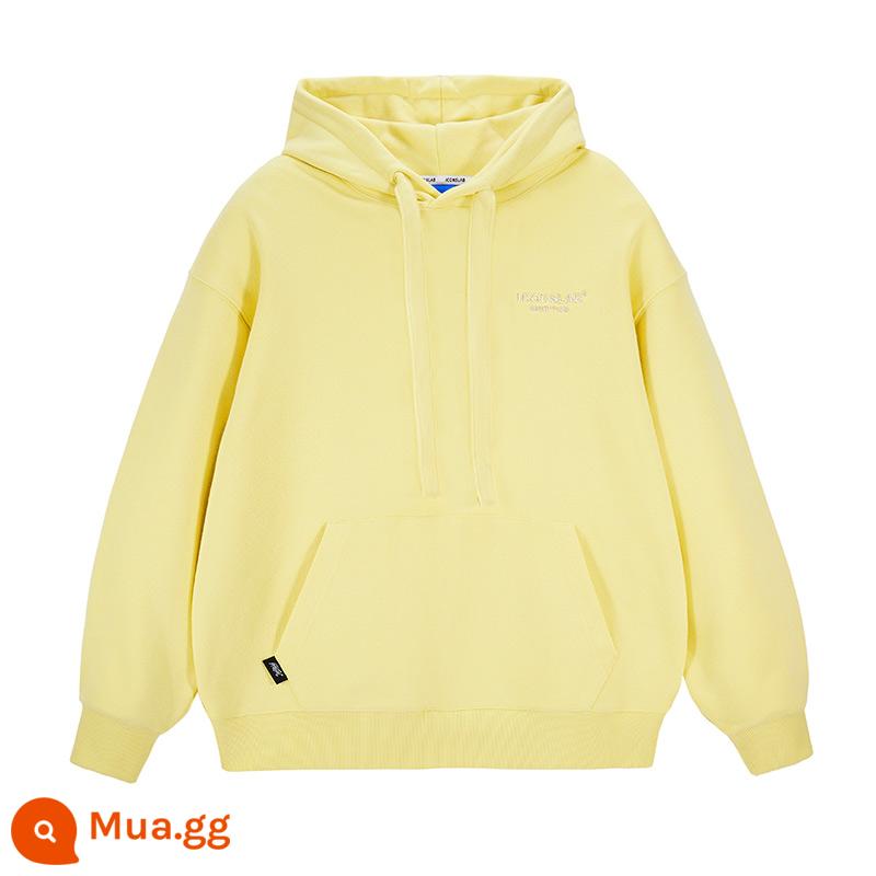 [SSUR PLUS] ICONSLAB áo hoodie có logo cơ bản cùng màu thêu mũ dày dây áo hoodie nặng - màu vàng