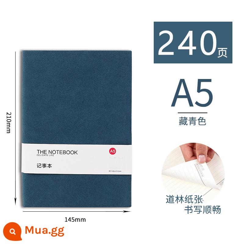 Sổ tay sách đơn giản ins gió kỳ thi tuyển sinh đại học a5 da mềm notepad văn phòng kinh doanh dày nhật ký văn học tài khoản sổ tay sổ làm việc hội nghị kỷ lục sách bán buôn tùy chỉnh có thể in logo - A5 Xanh Navy 240 trang