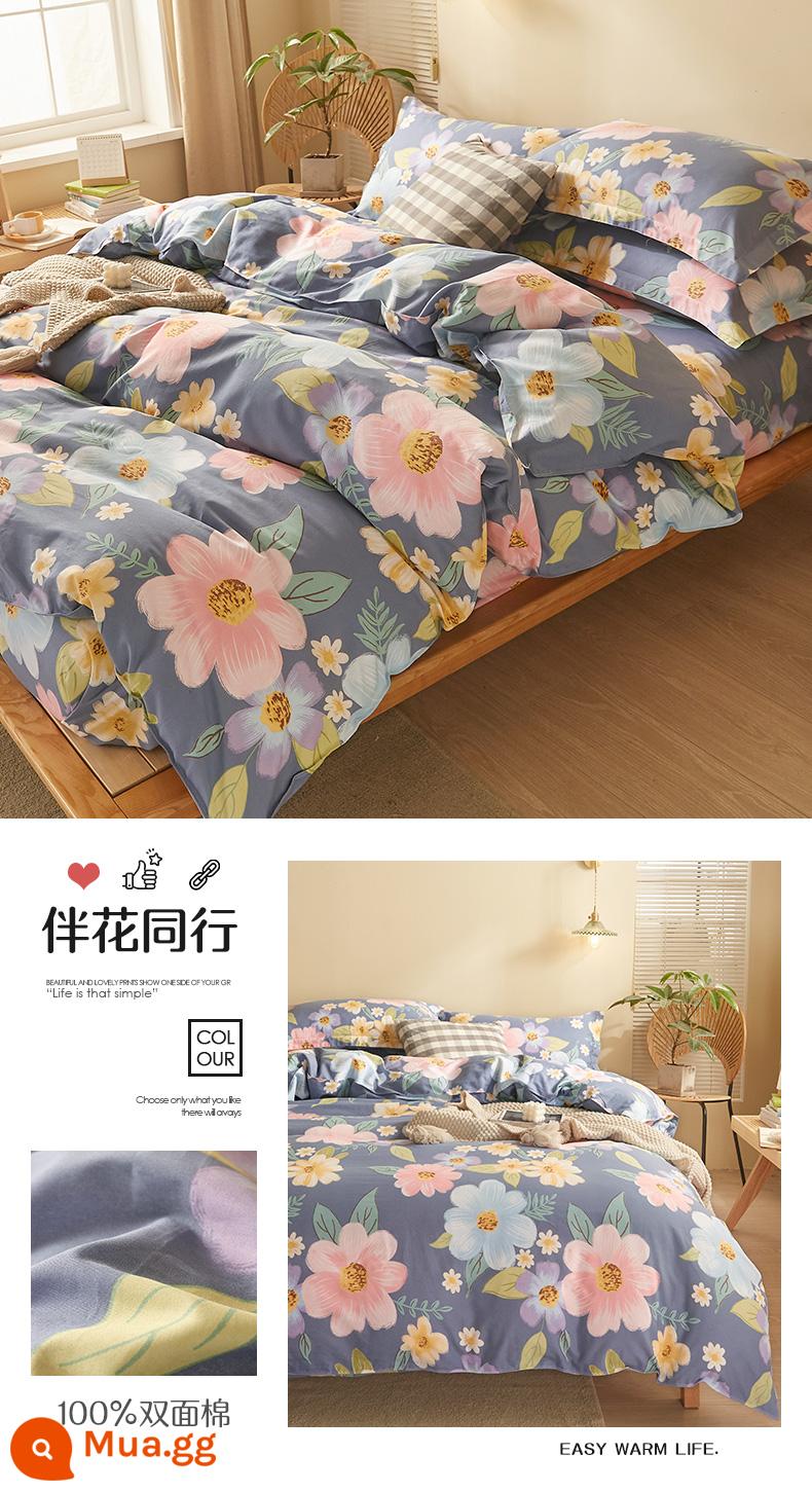 Cotton Dày Dặn Vỏ Chăn Đơn Vỏ Chăn 100 Cotton 150X200X230 Bộ Chăn Ga Chăn Đơn Ký Túc Xá Sinh Viên mùa Đông - Kèm theo hoa