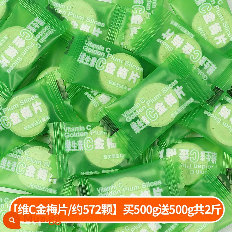 Zhen Liyou Muối biển Chanh dây Hương bạc hà Đường Vôi Đường Hơi thở thơm mát Vitamin C Vỏ quýt Kẹo Tết Nguyên đán - Mua 500g Vitamin C Golden Plum Slices và được tặng 500g (tổng cộng khoảng 572 miếng trong 2 pound)