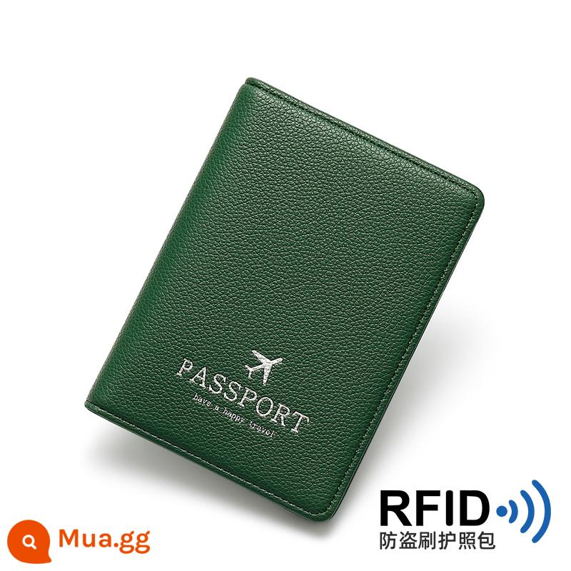 Ví đựng hộ chiếu nữ 2022 mới thời trang nữ đựng hộ chiếu rfid chống thẻ từ bảo vệ bao đựng tài liệu đựng hộ chiếu túi đựng hộ chiếu - màu xanh lá