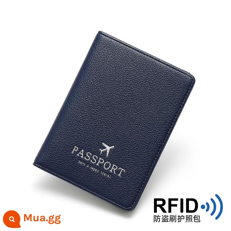 Ví đựng hộ chiếu nữ 2022 mới thời trang nữ đựng hộ chiếu rfid chống thẻ từ bảo vệ bao đựng tài liệu đựng hộ chiếu túi đựng hộ chiếu - màu xanh da trời