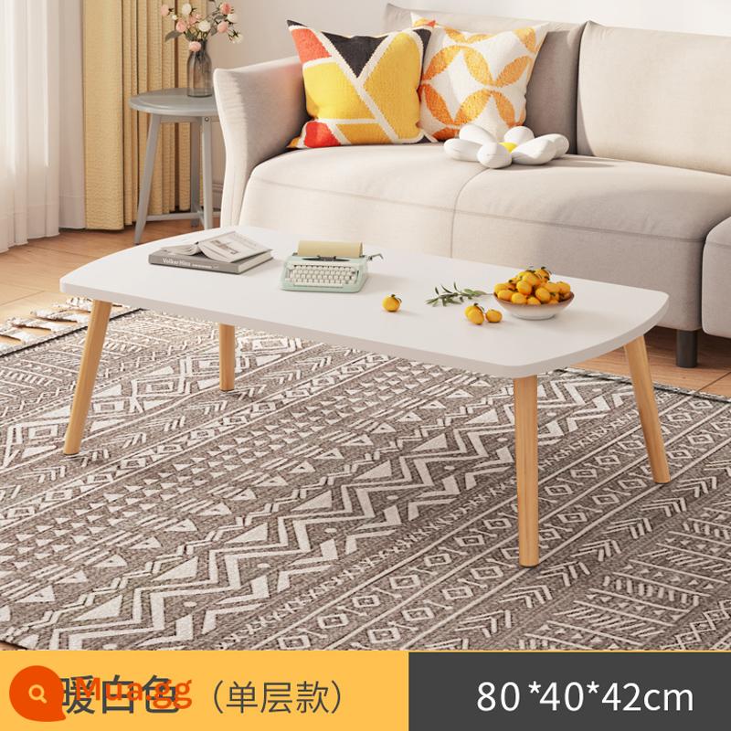 Bàn cà phê phòng khách nhà căn hộ nhỏ sofa bàn trà bên một vài đơn giản cho thuê bàn nhỏ đơn giản hiện đại bàn uống trà - [Mẫu một lớp hình lưỡi liềm] Trắng ấm 80 * 40 * 42CM