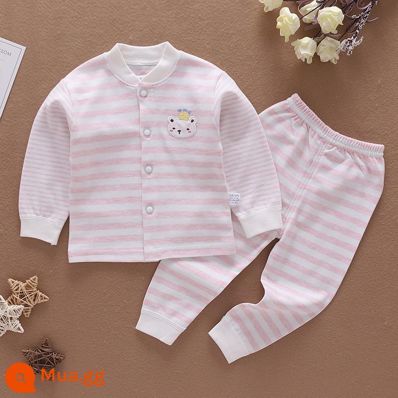 Mùa xuân và mùa thu trẻ sơ sinh và trẻ nhỏ quần áo sơ sinh cotton nguyên chất không xương quần áo mùa thu vệ sinh quần cardigan quần áo trẻ em bộ đồ lót 1 - Vỏ cổ đứng không xương màu hồng 100471