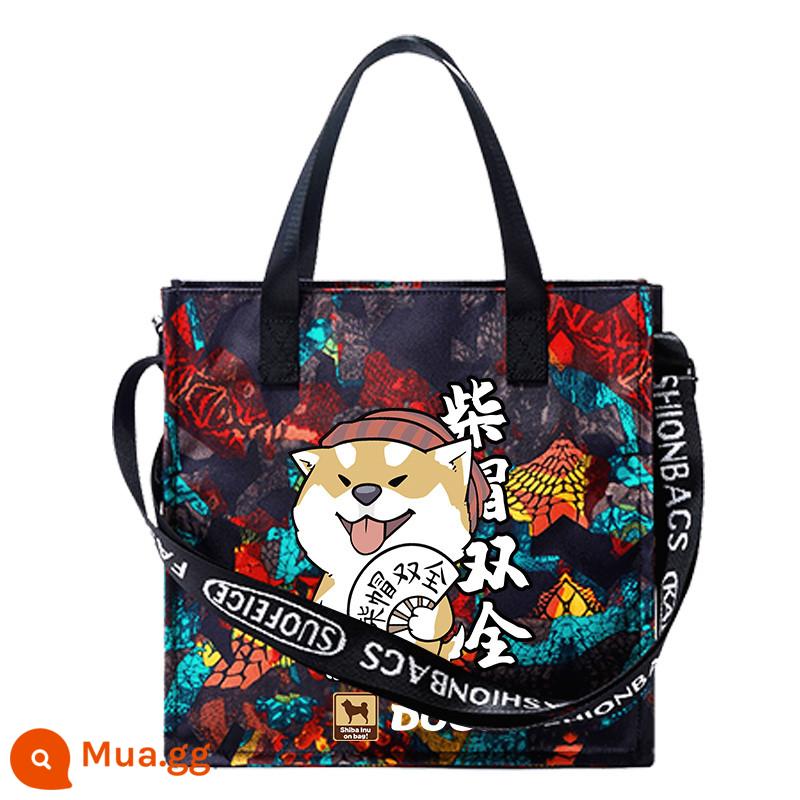 Carditon Shiba Inu Hoạt Hình Túi Vải Oxford Teen Học Sinh Túi Đeo Vai Xu Hướng Nam Nữ Hướng Dẫn Túi Túi Tote - v2-Red-Chai và sự xuất hiện