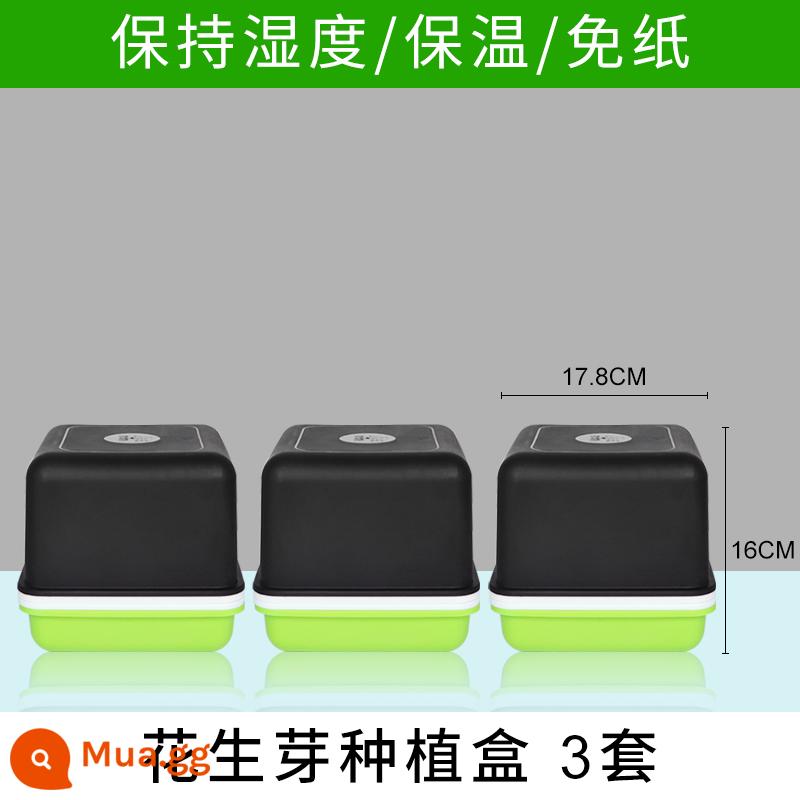 Đĩa ươm mầm rau thủy canh hộp tóc đậu phộng giá đỗ chậu đặc biệt trồng không cần đất trồng rau giá đỗ nảy mầm trồng trong chậu - Hộp trồng giá đỗ lạc 3 bộ