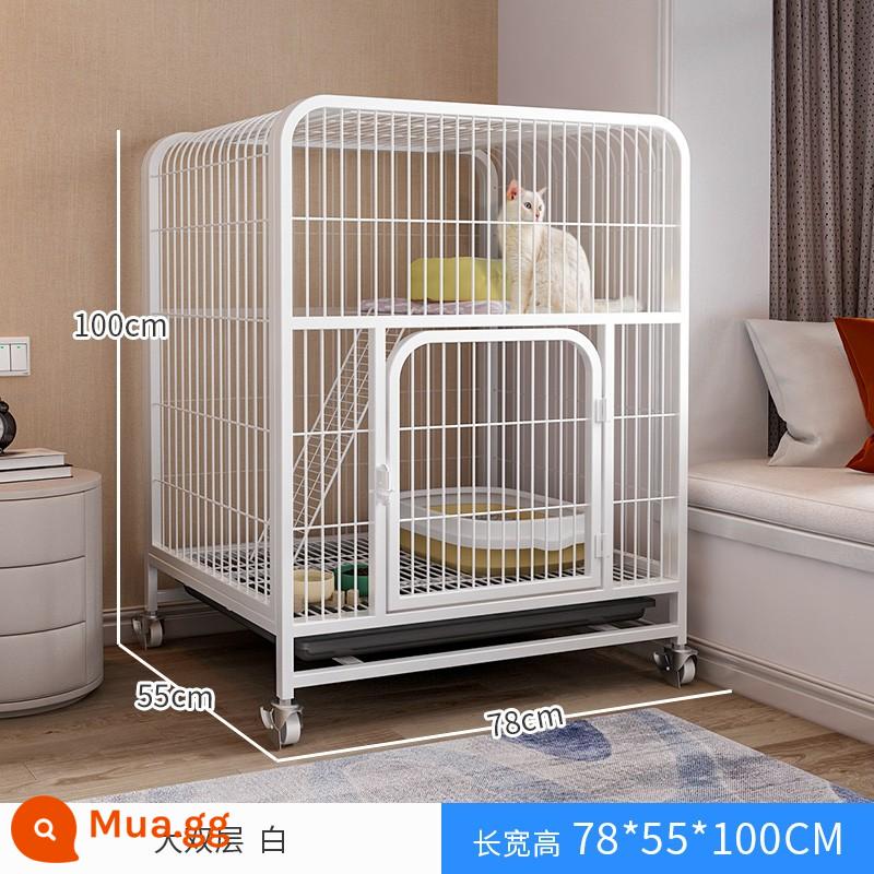 Chuồng mèo nhà mèo trong nhà hộp vệ sinh mèo hộp leo khung một con mèo nhà dành riêng cho mèo nhà mèo không chiếm một căn hộ nhỏ - Hai lớp lớn màu trắng [78*55*100] có thể chứa được một con mèo trưởng thành