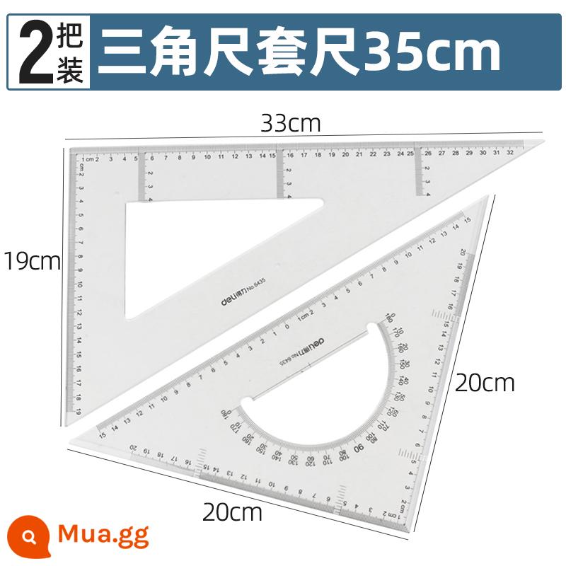 Mạnh thước sinh viên văn phòng phẩm thước thép đa năng thước trong suốt sinh viên phù hợp đặc biệt đo tay sao chép báo cáo đa năng chức năng đo góc bên phải hình học đa chức năng vẽ hình học quy mô hình - Bộ thước tam giác 35cm