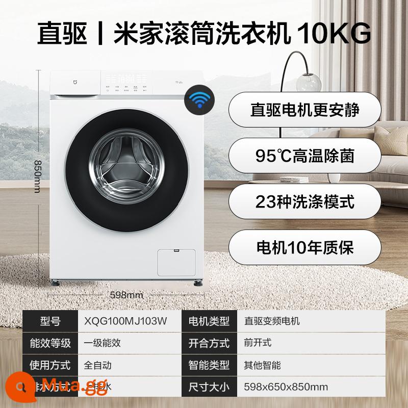 Máy giặt bánh xe sóng Xiaomi Mijia 10kg kg hoàn toàn tự động cho ngôi nhà thông minh công suất lớn loại bỏ và rửa sạch mạt bụi Tất cả - Máy giặt trống truyền động trực tiếp Mijia 10Kg gạo trắng kho tóc thẳng