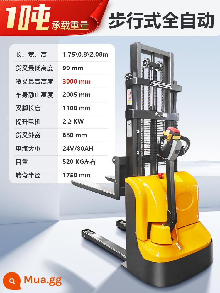 Xe nâng chạy hoàn toàn bằng điện Xe nâng 2 tấn Xe nâng xếp dỡ bán tự động loại nhỏ 1 tấn - Với tải trọng 1 tấn và chiều cao 3 mét (loại đi bộ hoàn toàn bằng điện)