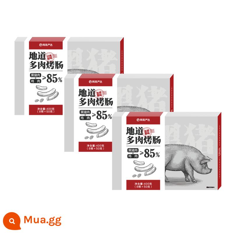 NetEase tuyển chọn kỹ lưỡng xúc xích nướng, xúc xích heo đen, xúc xích nướng trẻ em đá núi lửa, không chất phụ gia, xúc xích hot dog nguyên chất chính hãng - [3 hộp 24 que]Hương vị nguyên bản*1+tiêu đen*2