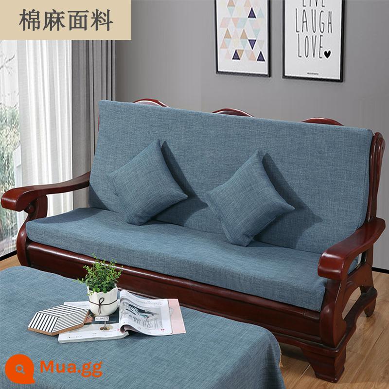 Đệm sofa gỗ đặc màu đỏ có tựa lưng một mảnh phù hợp với ghế mùa xuân và mùa thu kiểu cũ Thảm chống trượt của Trung Quốc cho tất cả các mùa - kết cấu màu xanh