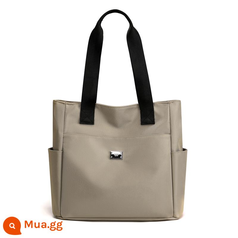 Túi 2024 Mới Đa Năng Dung Tích Lớn Vải Oxford Túi Tote Nữ Đeo Vai Di Động Canvas Đi Lại Mẹ Túi - Khaki