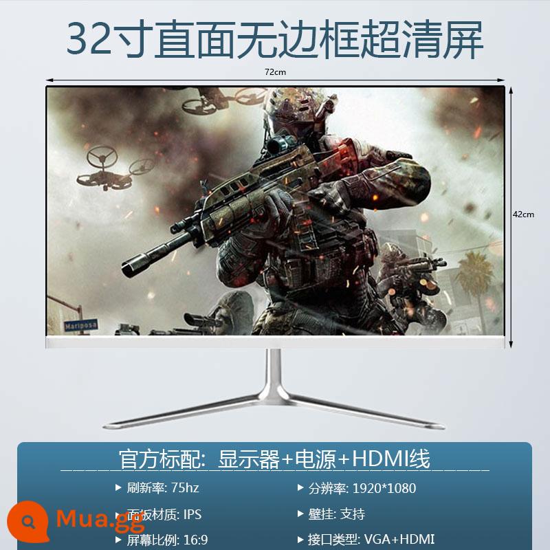 Màn hình máy tính để bàn 24 inch Màn hình hiển thị bề mặt chơi game 27/32 inch 144hz Màn hình IPS LCD - Mặt trực tiếp 32 inch ⭐ trắng [1K+75HZ+ không viền]