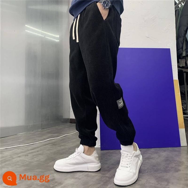 Boao Velvet Quần nam Mùa thu và mùa đông mới Trendy Casual Quần thường - đen