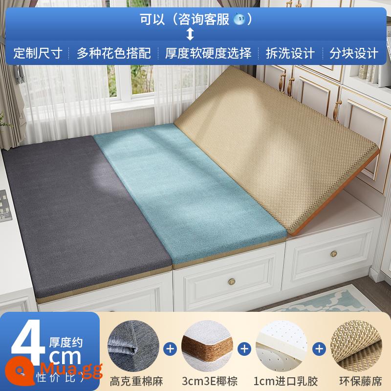 Nệm chiếu tatami tùy chỉnh thực hiện 2 mặt dừa cọ cao su tatami mat mat tatami mat tùy chỉnh kích thước tùy chỉnh - Dày 4cm = 3cm dừa + mủ 1cm