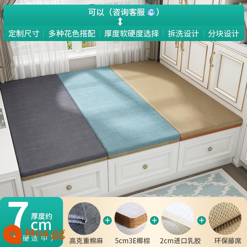 Nệm chiếu tatami tùy chỉnh thực hiện 2 mặt dừa cọ cao su tatami mat mat tatami mat tùy chỉnh kích thước tùy chỉnh - 7 cm = 5 cm dừa + 2 cm mủ