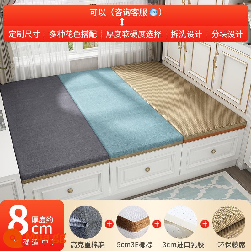 Nệm chiếu tatami tùy chỉnh thực hiện 2 mặt dừa cọ cao su tatami mat mat tatami mat tùy chỉnh kích thước tùy chỉnh - Dày 8cm = cọ dừa 5cm + mủ 3cm