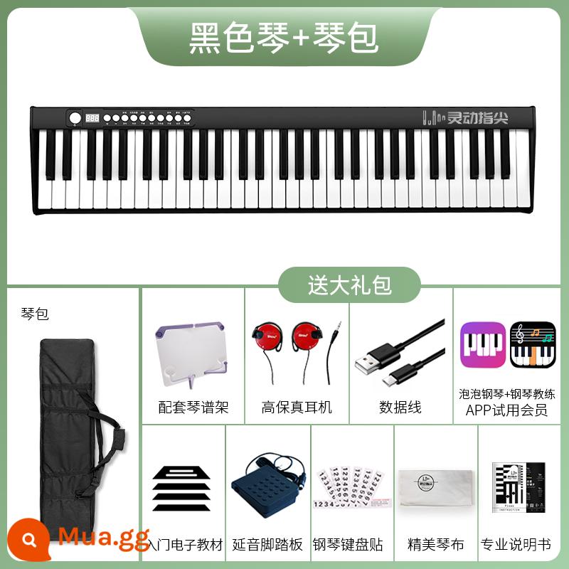 Đầu ngón tay thông minh E -Piano Người mới bắt đầu Người lớn Trẻ em Nhập học -Giáo viên mầm non đặc biệt cho 61 hộ gia đình piano điện tử quan trọng - Flagship Black [có Bluetooth] + Túi nhạc + Đế nhạc