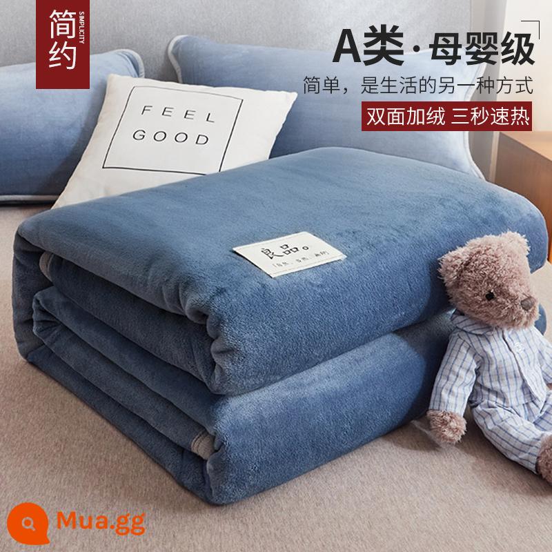 Muji San Hô Chăn Sofa Chăn Dép Nỉ Ngủ Trưa Văn Phòng Chăn Dày Sang Trọng Mùa Đông Tờ - Ngọc Sapphire xanh