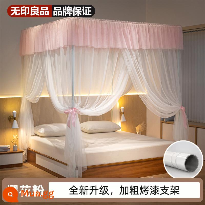 Mùng MUJI home 2022 mẫu phòng ngủ 3 cửa mới từ trần đến sàn phong cách công chúa 2023 miễn phí lắp đặt - Thiết kế sợi lều chữ A màu hồng Sakura