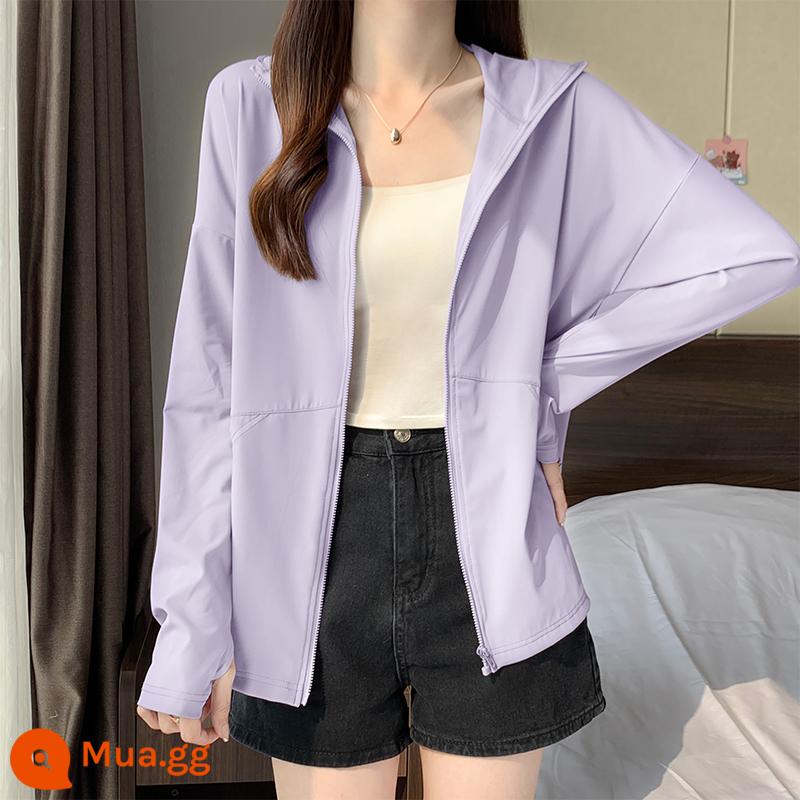 Ice Silk Kem Chống Nắng Chống Nắng Nữ Nhẹ Thoáng Khí Áo Khoác Cardigan 2023 Mùa Hè Mới Chống Tia UV Bé Gái - Màu tím