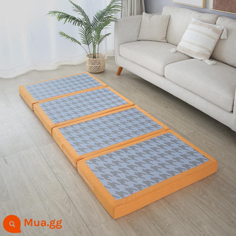 Gấp chiếu tatami để chơi đệm sàn ký túc xá sinh viên đệm mùa đông nghỉ trưa thảm ngủ hộ gia đình xốp trải sàn - Lụa băng màu cam (có thể tháo rời và giặt bằng túi đựng)