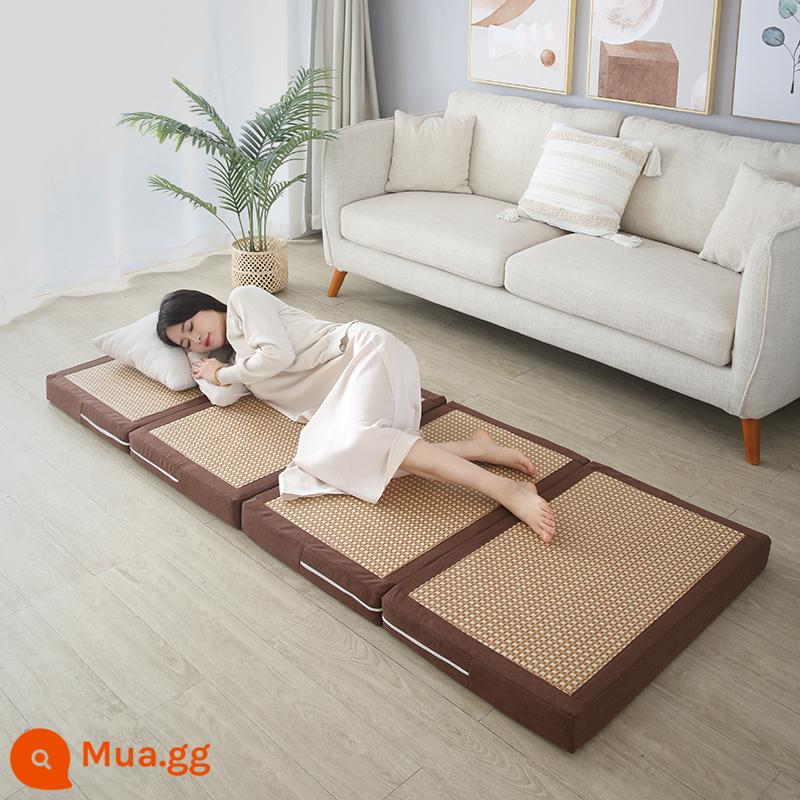 Gấp chiếu tatami để chơi đệm sàn ký túc xá sinh viên đệm mùa đông nghỉ trưa thảm ngủ hộ gia đình xốp trải sàn - Màu cà phê đậm và màu nho nhạt (có thể tháo rời và giặt bằng túi đựng)