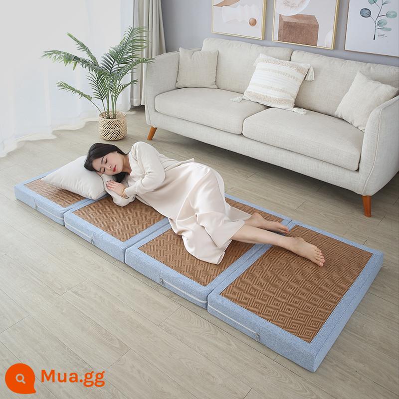 Gấp chiếu tatami để chơi đệm sàn ký túc xá sinh viên đệm mùa đông nghỉ trưa thảm ngủ hộ gia đình xốp trải sàn - Màu mây xanh nhạt và đậm (có thể tháo rời và giặt bằng túi đựng)