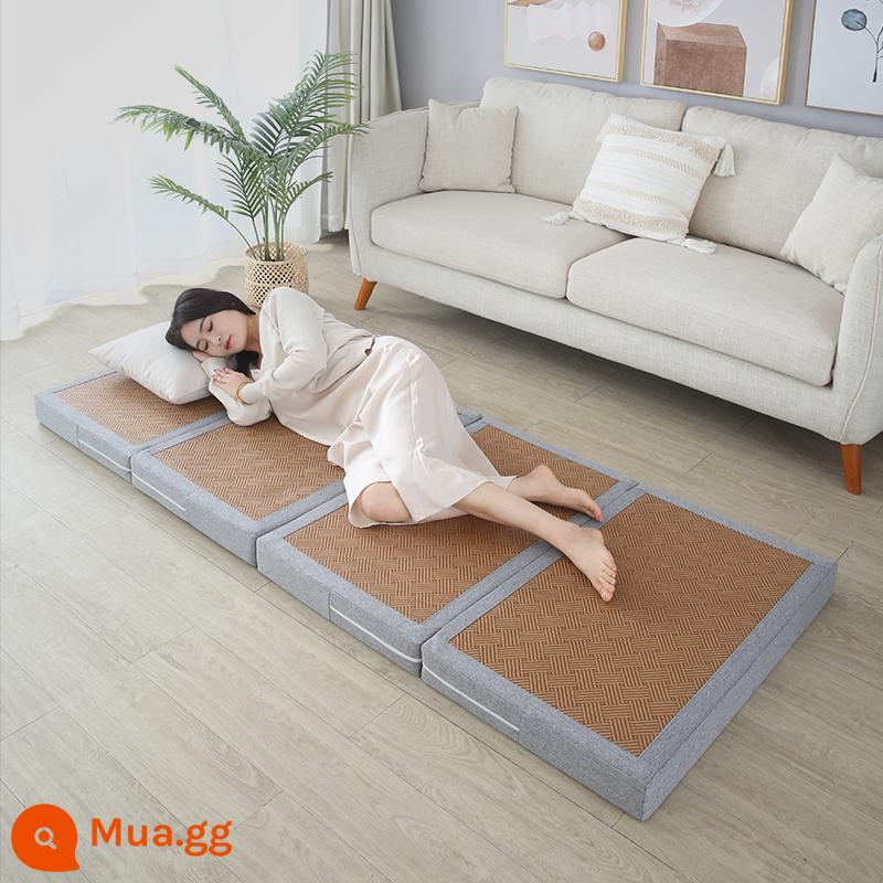 Gấp chiếu tatami để chơi đệm sàn ký túc xá sinh viên đệm mùa đông nghỉ trưa thảm ngủ hộ gia đình xốp trải sàn - Màu mây xám nhạt và đậm (có thể tháo rời và giặt bằng túi đựng)