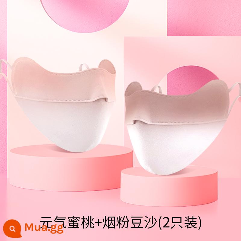 Mặt nạ chống nắng Blush Gradient Mặt nạ chống tia cực tím cho nữ Mặt nạ toàn mặt Ice Silk Mùa hè Mặt nạ mỏng góc mắt - Kem chống nắng cao cấp [lụa băng - đào sức sống + bột đậu thuốc lá 2 miếng] mát mẻ và thoáng khí, dễ thay và giặt