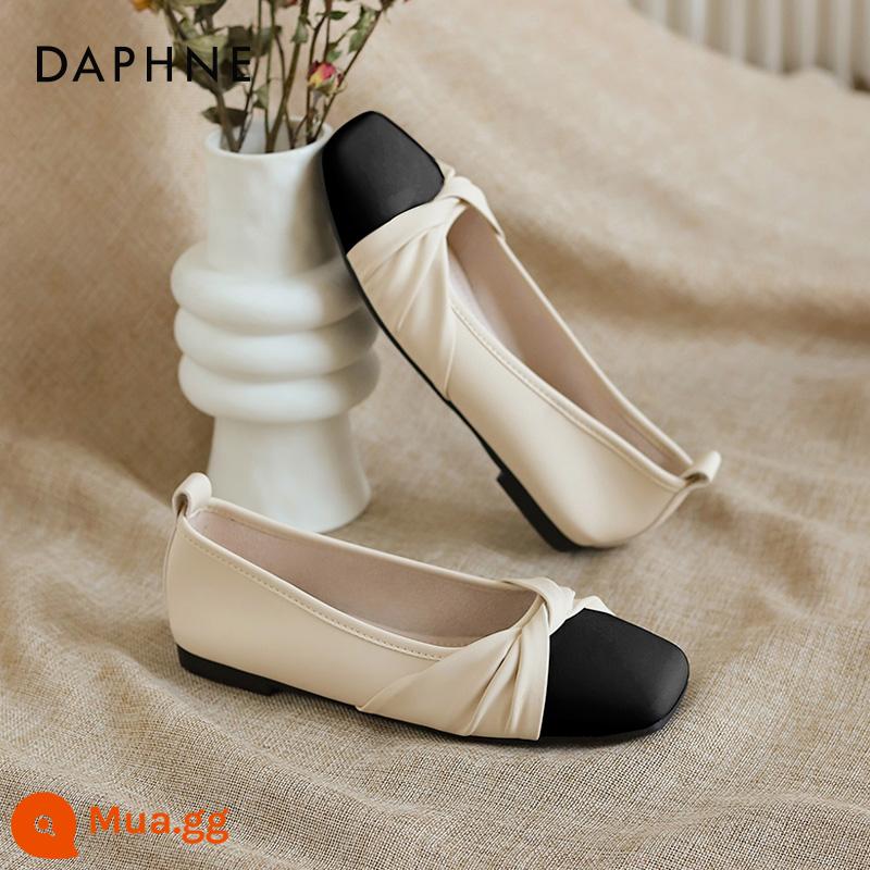 Giày Daphne Đế Bằng Đơn Nữ Mùa Xuân 2023 Mới Giày Slip On Đậu Hà Lan Giày Nữ Giày Bà - Kaki đen [Phong cách hình ảnh chính]