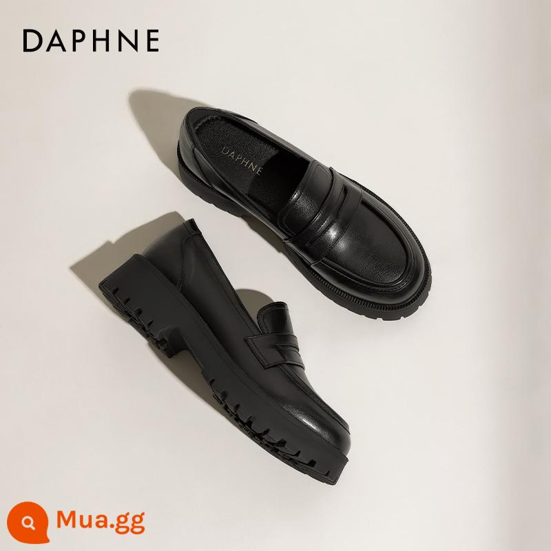 Daphne Loafers Nữ 2023 Mới Giày Nữ Mùa Thu Maillard Giày Đơn Đế Dày Phong Cách Anh Quốc Nhỏ Giày Da Cho Nữ - Đen [Cổ điển]