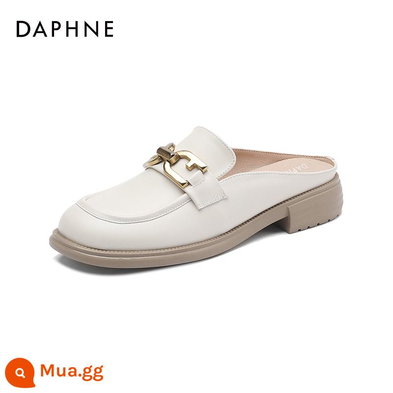 Giày Lười Daphne Daphne Nữ Mùa Xuân 2023 Mới Giày Đế Phẳng Giày Lười Nữ Da Mềm Xuân Thu Giày Da - Màu be [la nửa dép] 34147