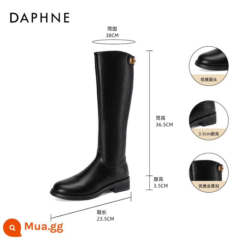 Giày Bốt Daphne Nữ 2023 Mới Giày Cổ Cao Giày Bốt Nữ Mùa Thu Đông Giày Bốt Martin Giày Bốt Nữ Cưỡi Giày Bốt Nữ - [Lớp lót đơn] Khóa vàng đen