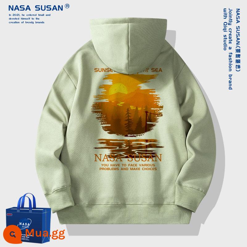 NASA Co -Branded Sunset Boys Boys Autumn and Winter cộng với nhung dày đặc lỏng lẻo mặc áo khoác áo choàng bình thường - Trái cây xanh phong cách mùa xuân và mùa thu