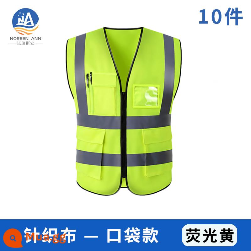 10 mảnh của bộ đồ an toàn phản chiếu áo tái tinh phục xây dựng nam - Áo vest bỏ túi màu vàng huỳnh quang [10 chiếc]