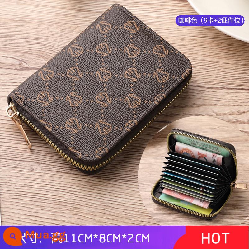 Houndstooth 2022 túi đựng thẻ chống khử từ bằng lái xe mới cho nữ mô hình nổ nhỏ và tinh tế cao cấp nhiều khe cắm thẻ dung lượng lớn - Mẫu SS màu nâu [9 khe cắm thẻ]