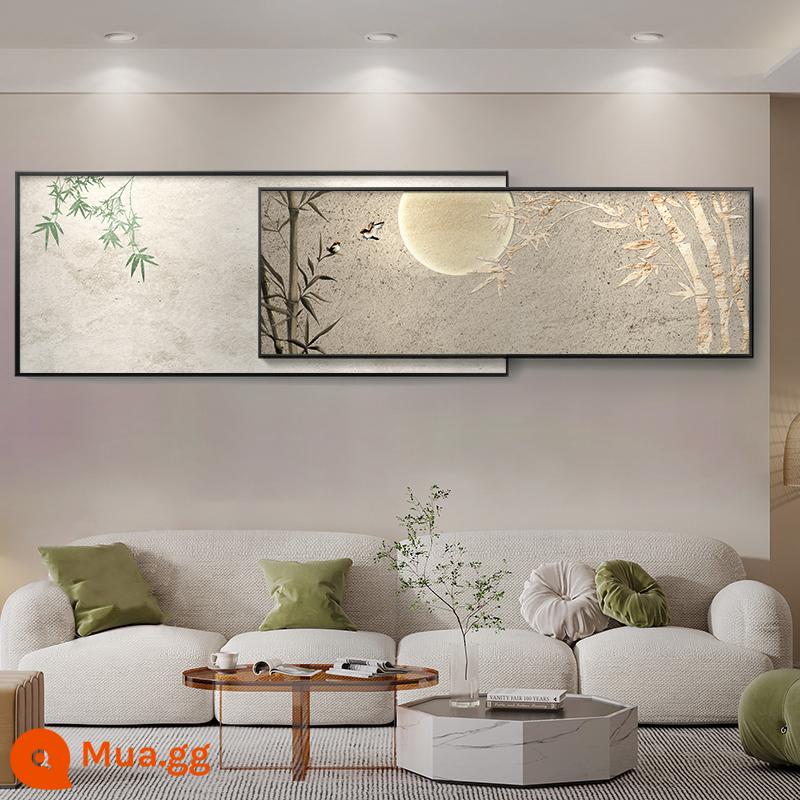 Wabi sabi gió phong cách Trung Hoa mới bằng tre trang trí phòng khách sơn sofa nền tường treo tranh phòng ngủ đầu giường đơn giản lớp phủ bức tranh tường - Khám phá mặt trăng Bixu J