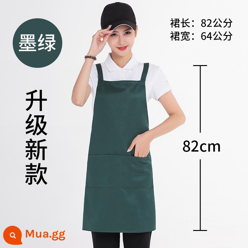 Tạp dề tùy chỉnh in logo quần áo làm việc cotton nguyên chất dành cho nữ đặt làm nhà bếp thương mại tạp dề nhà hàng chống thấm nước và dầu cho nam - 198 màu xanh lá cây (chống nước)