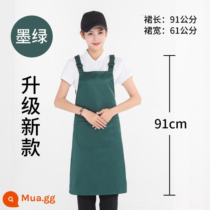 Tạp dề tùy chỉnh in logo quần áo làm việc cotton nguyên chất dành cho nữ đặt làm nhà bếp thương mại tạp dề nhà hàng chống thấm nước và dầu cho nam - 578 màu xanh lá cây