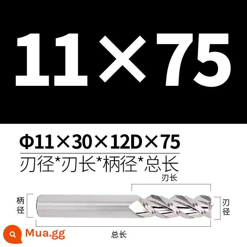 Dao phay hợp kim nhôm có độ bóng cao 60 độ Dao phay bằng nhôm 3 cạnh cứng đặc biệt CNC Công cụ CNC mở rộng bằng thép vonfram - D11*30*12D*75